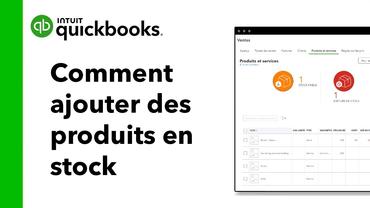 Comment ajouter des produits en stock dans QuickBooks en ligne