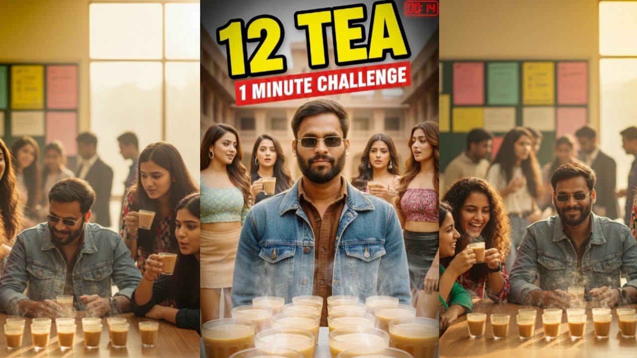  १ मिनट में १२ चाय ☕️😎1 minutes me 12 chai ka challenge hai ￼#comedy #cooking #youtube #vlog 