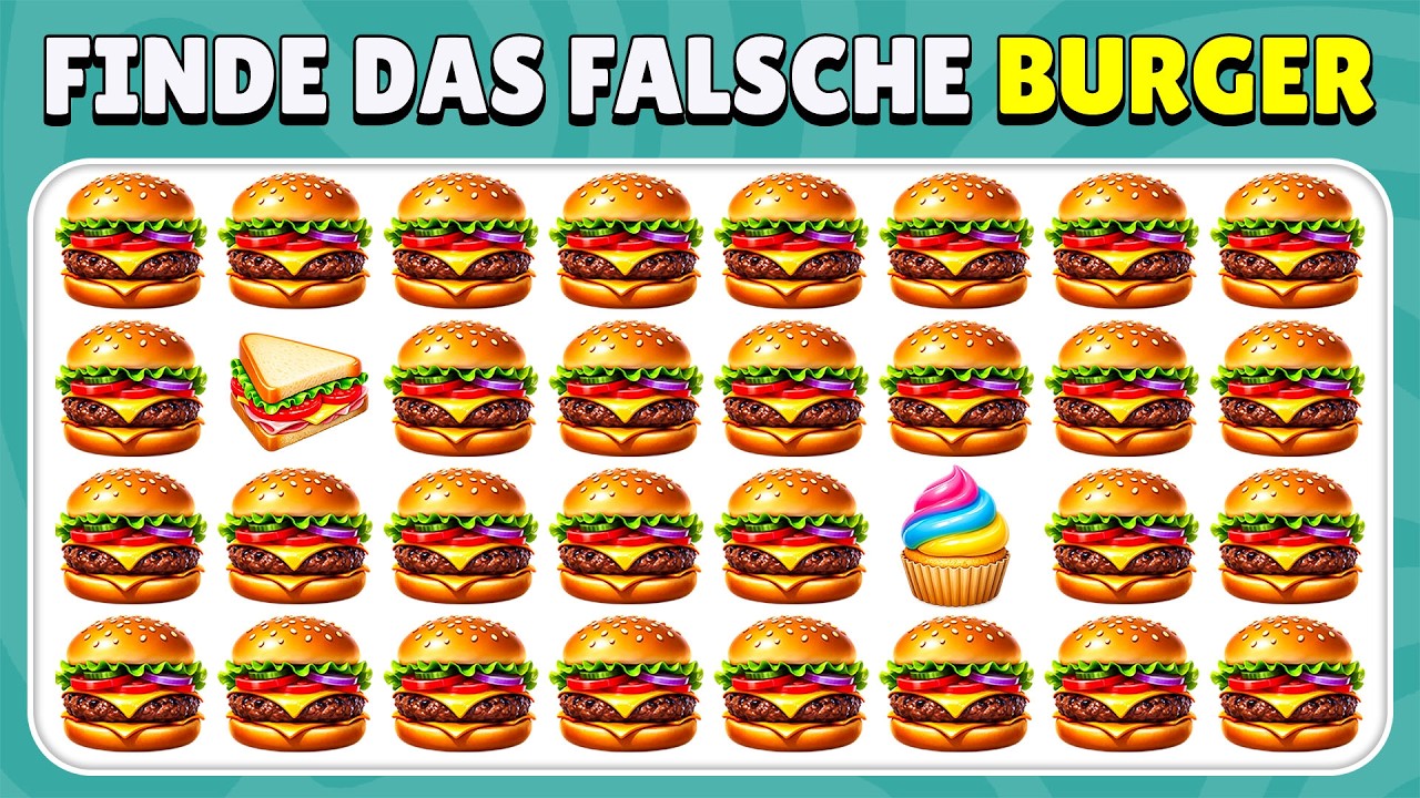 Finde das falsche emoji - Junk-Food-Edition 🍔🍕🍩 Leicht, Mittel, Schwer – 40 Level Emoji-Quiz