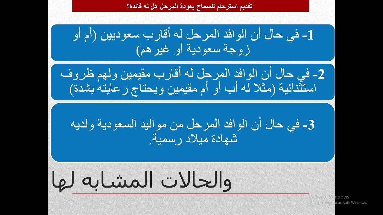 تقديم استرحام للسماح بعودة المرحل هل له فائدة
