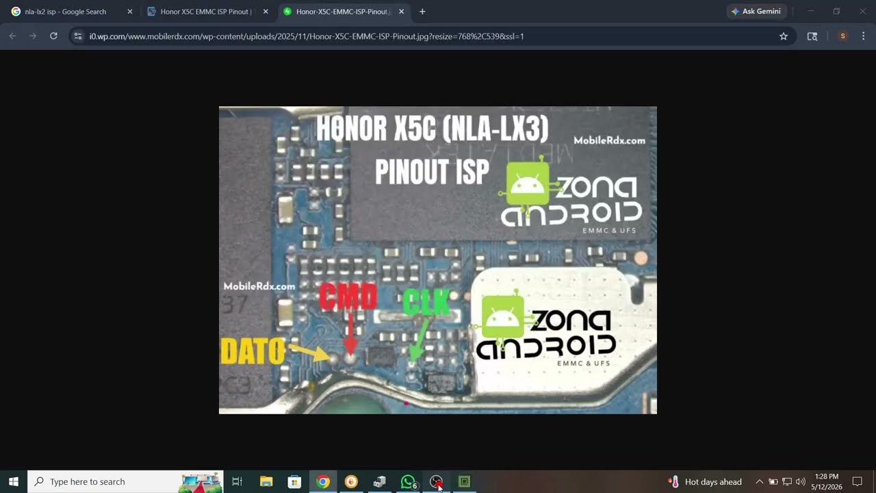Honor X5c NLA-LX2 FRP Unlock Ufi Box (ISP Pinout)