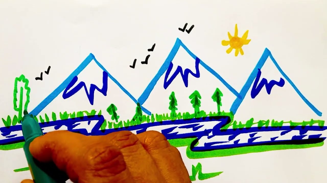 Colors drawing, relaxing video, drawing steps easy, mev creations drawing tutorial