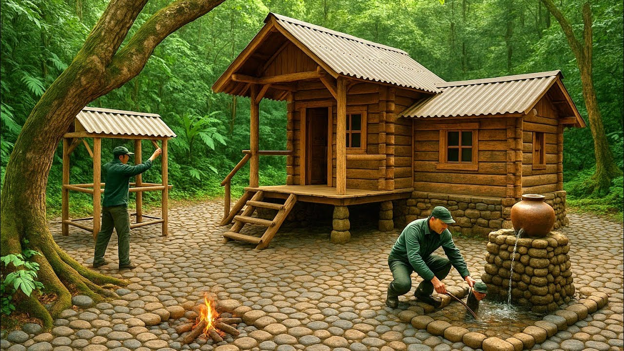 full time: building 3 houses in the forest