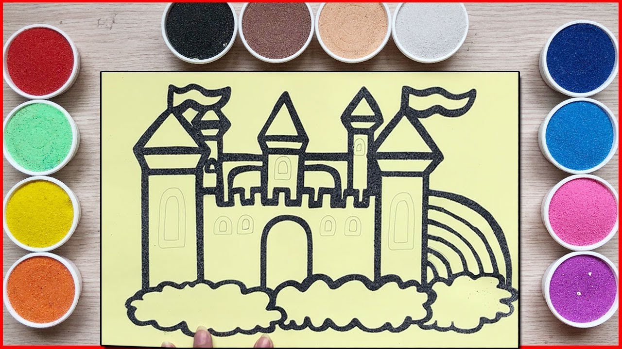 TÔ MÀU TRANH CÁT LÂU ĐÀI TRÊN MÂY -. Colored sand painting the castle on cloud - Đồ chơi Chim Xinh