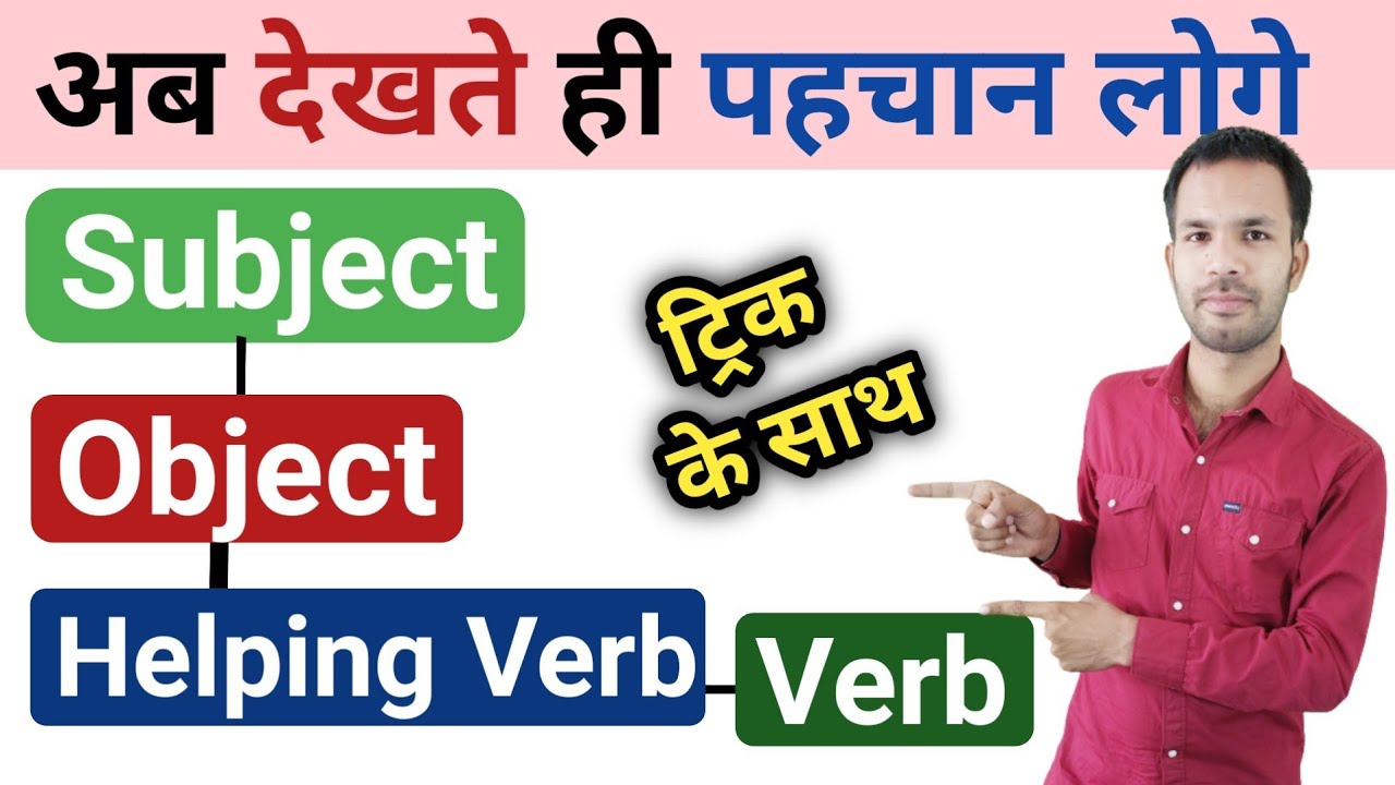 वाक्य में "SUBJECT", "OBJECT", "VERB", "HELPING VERB" कैसे पहचाने ? - Subject/Object/Verb in english