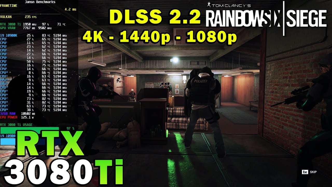 Rainbow Six Siege | DLSS ON/OFF | RTX 3080 Ti | i9 10900K 5.2GHz | 4K - 1440p - 1080p | Max Settings