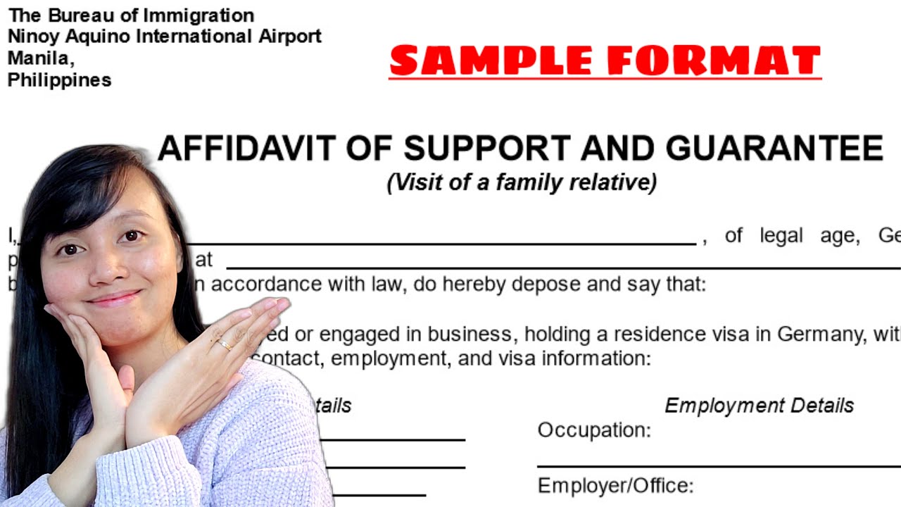 AFFIDAVIT OF SUPPORT AND GUARANTEE SAMPLE FORMAT