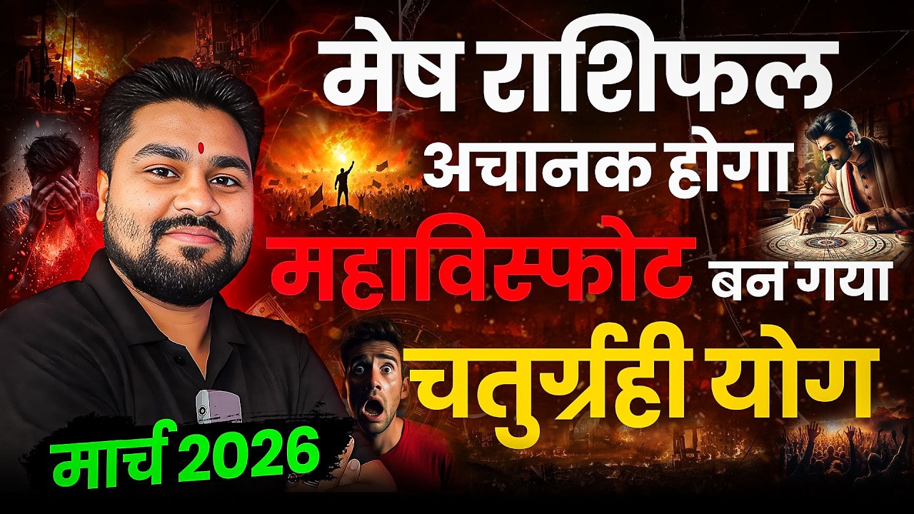 मेष राशि मार्च 2026 राशिफल | Mesh Rashi March 2026 | अचानक होगा महाविस्फोट | चतुर्ग्रही योग बन गया |
