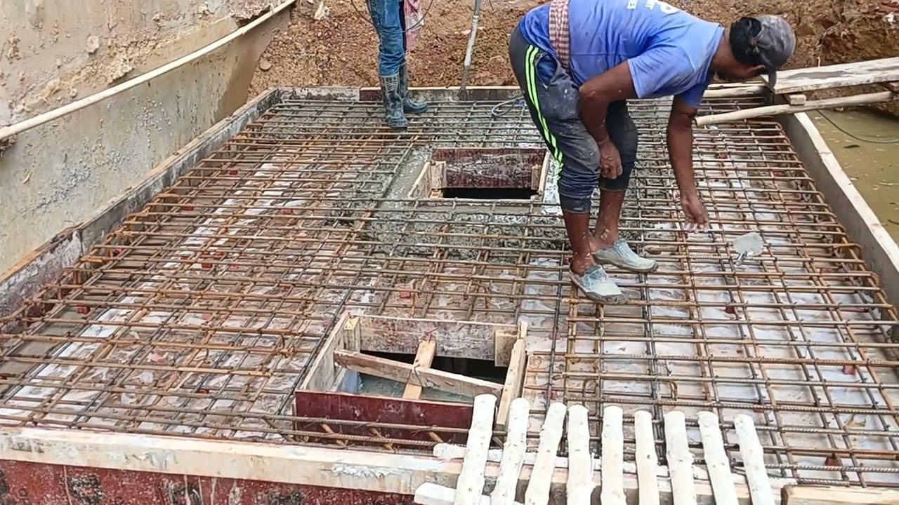 Septic tank slab casting process.👷🏻🛠️🏗️