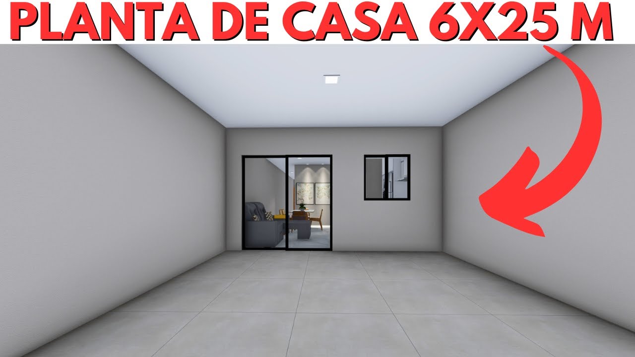 PLANTA DE CASA 6X25 METROS COM 3 QUARTOS!