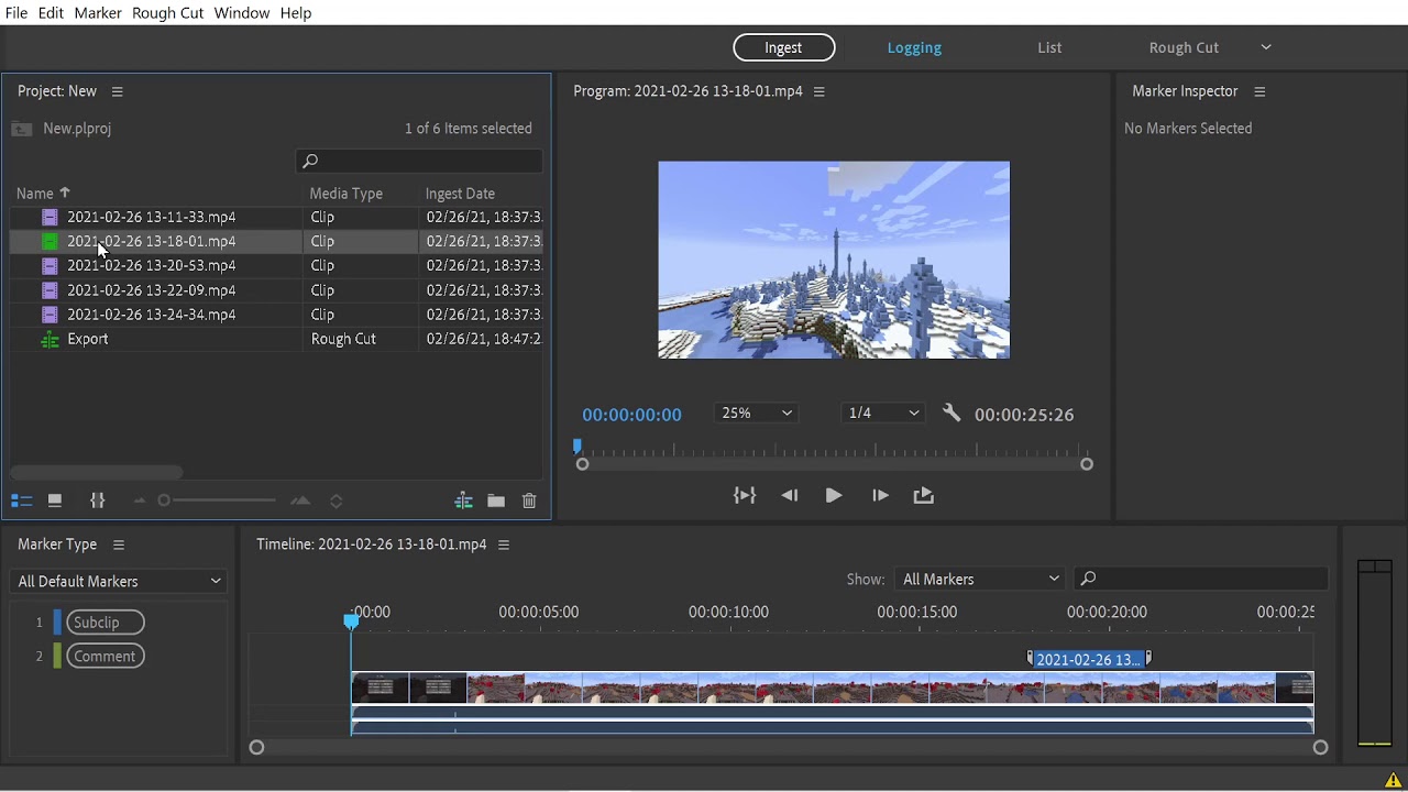Начало работы с Adobe Prelude