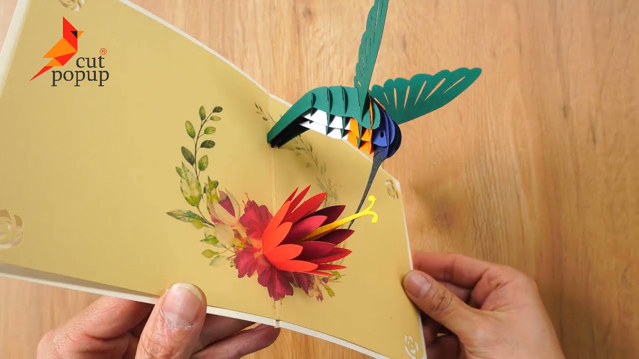 How to create hummingbird 3D greeting pop up cards easy