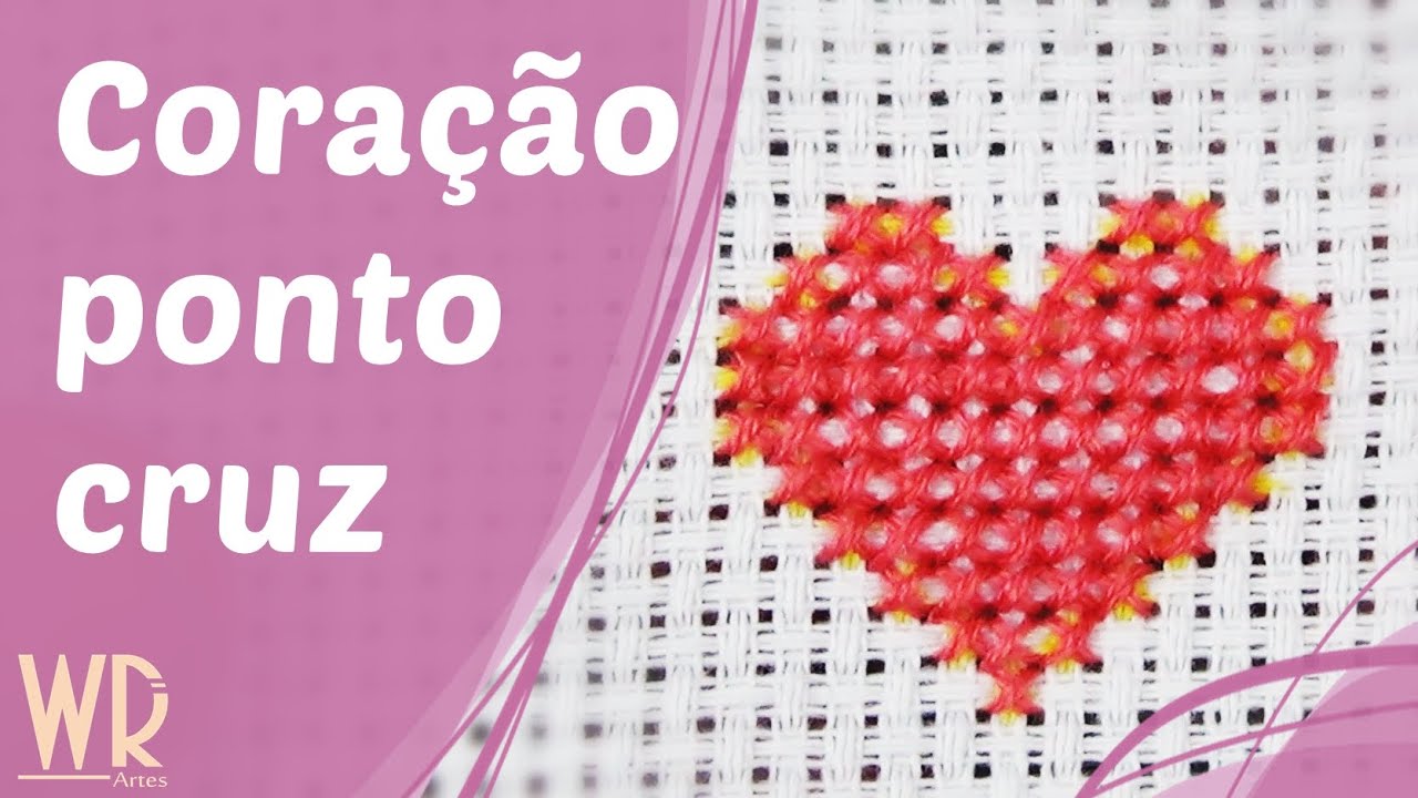 Coração em ponto cruz - Tutorial completo com avesso perfeito