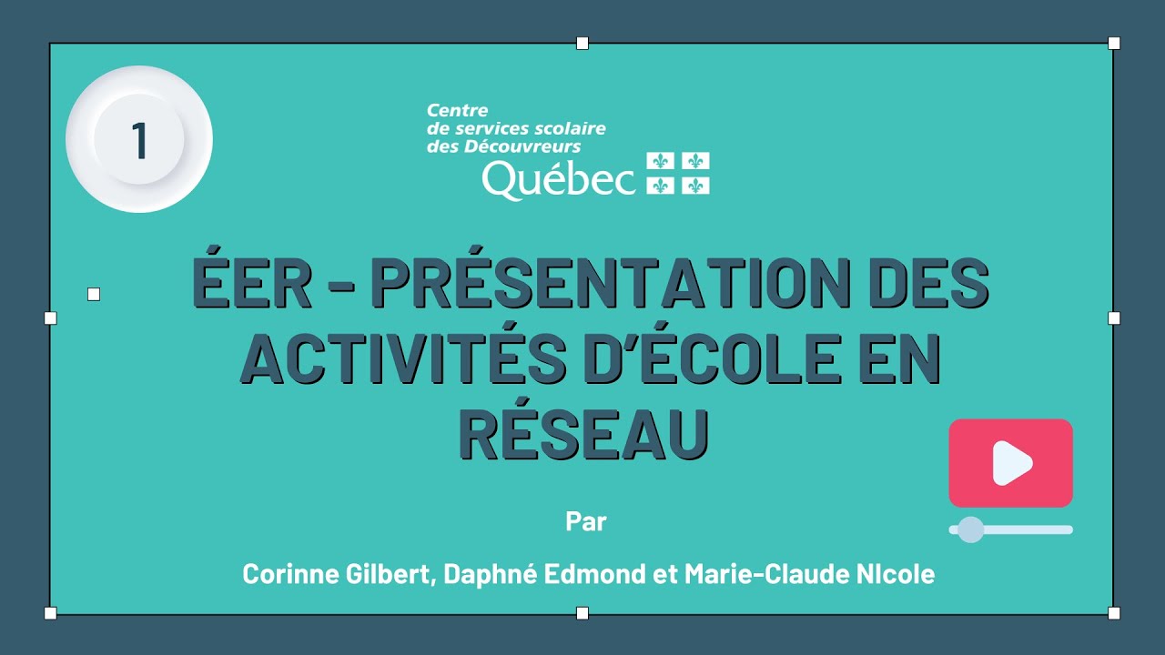 01 - Webinaire SÉ - Découvrez l'École En Réseau