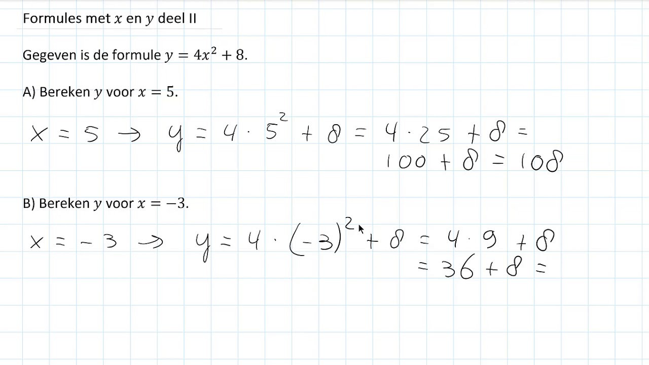 Formules met x en y deel II (1 HAVO/VWO & 1 VWO)