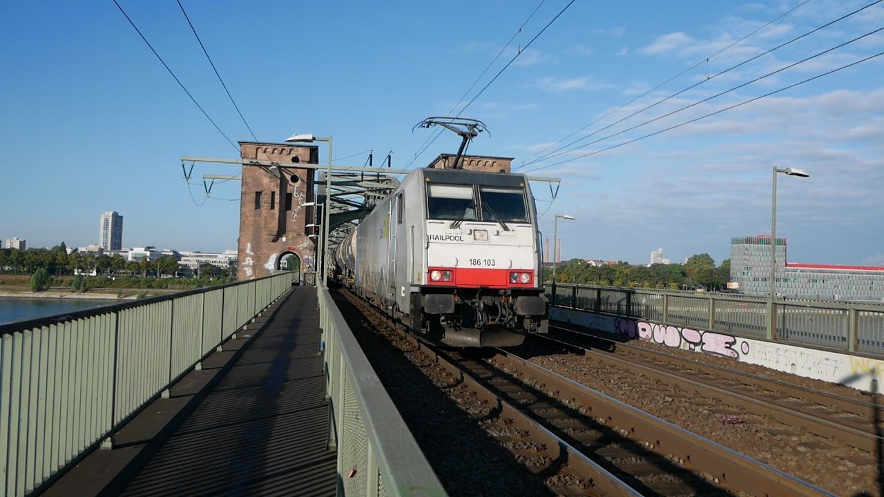 Eisenbahnverkehr auf der Kölner Südbrücke Mit Br 261 1440 146 406 193 275 189 185 186 266 151 403