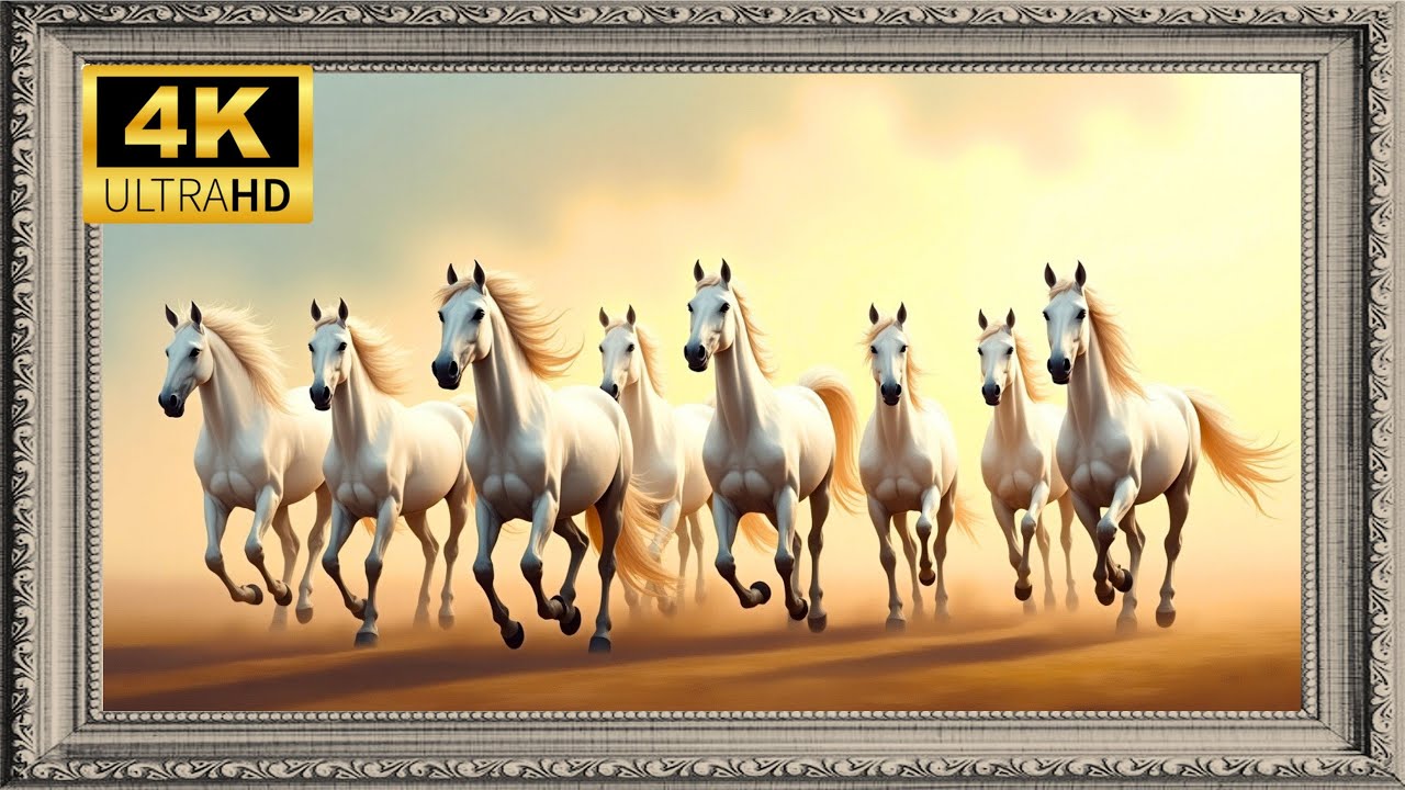 Eight Running Horses | Frame TV Art for Infinite Wealth & Prosperity [4K UHD]