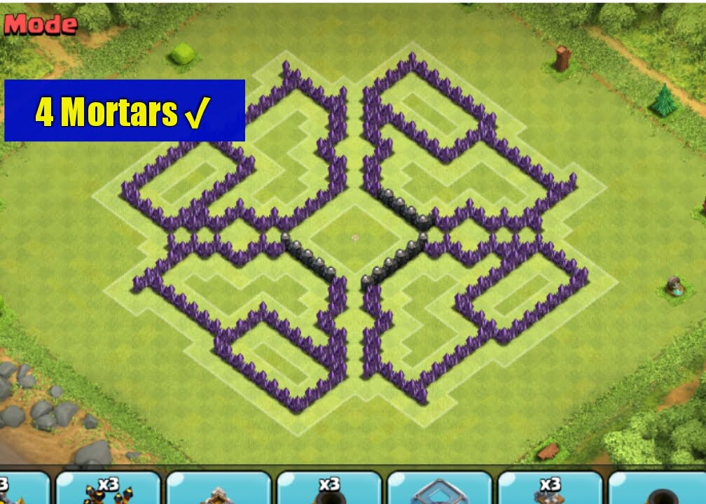 Clash of Clans-Best Town Hall Level 8 Farming Base (The Hole) [4 Mortars/2014]