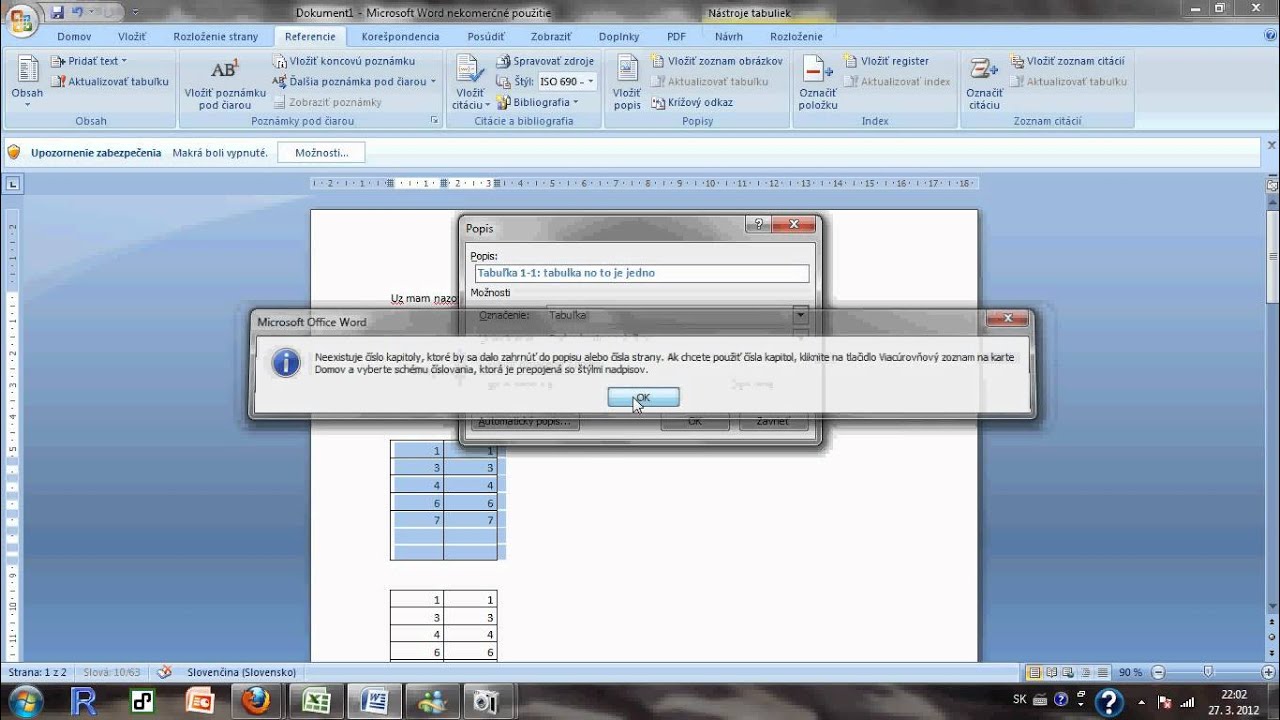 Ako urobit zoznam tabuliek a grafov