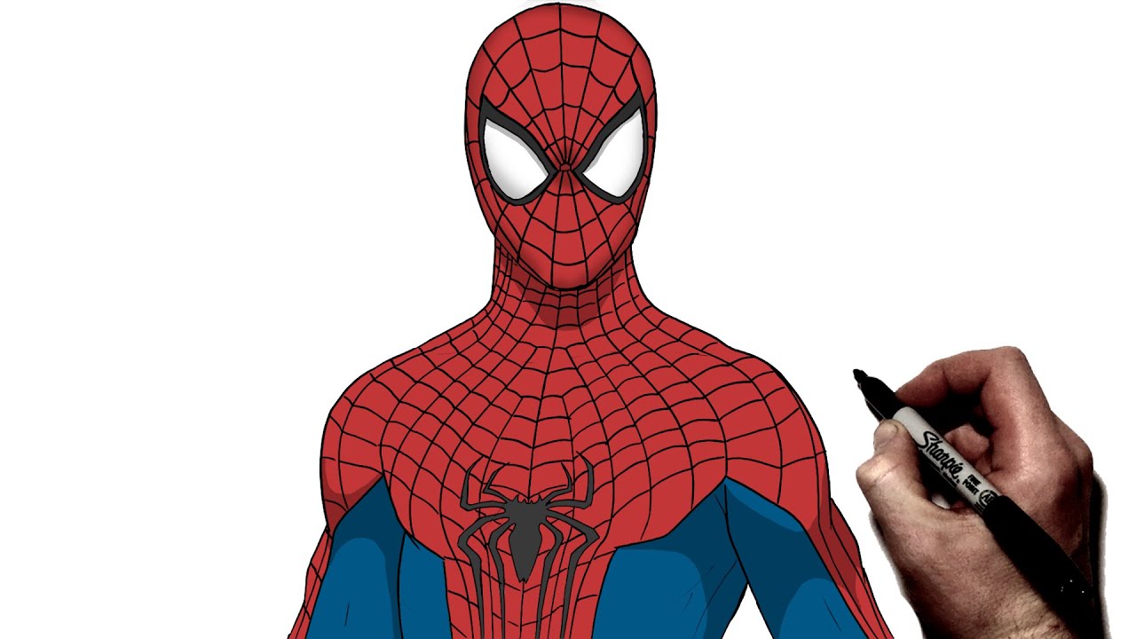 Как нарисовать Нового Человека-паука (костюм TASM 2) | Пошаговое руководство | Человек-паук
