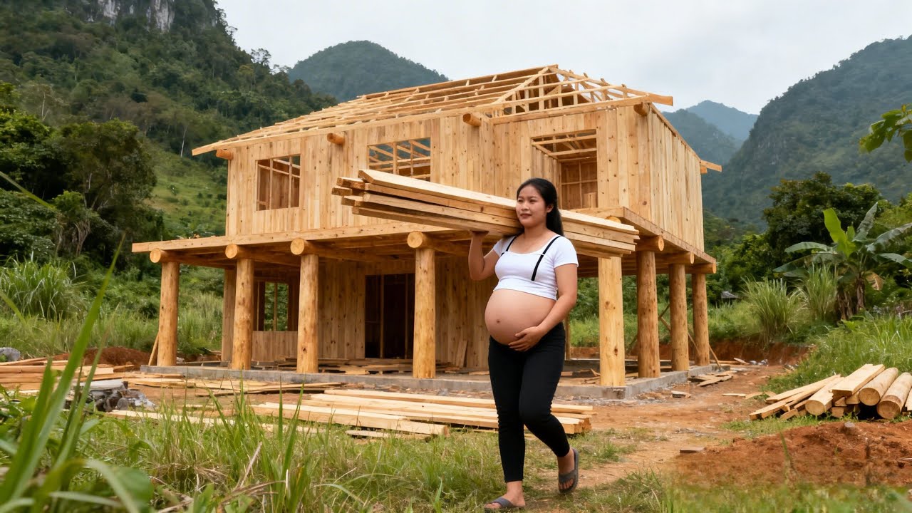 A single mother transformed her burnt-down house into her dream two-story log cabin in just 103 days