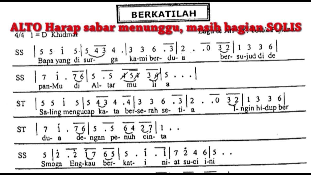 Alto Berkatilah (lagu untuk Sakramen Pernikahan) #satbguides #weddingsong #gereja #lagukoor