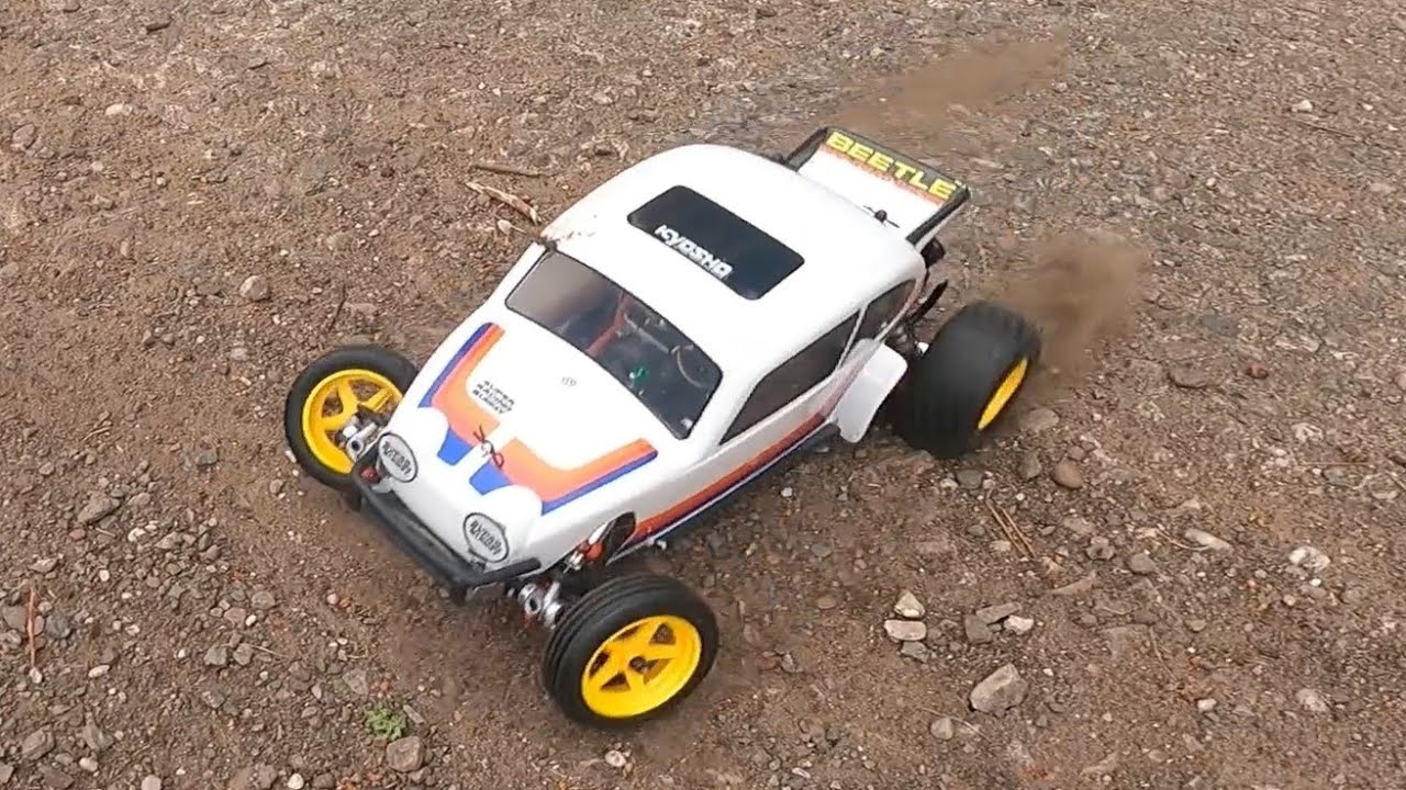 Brushless Kyosho Beetle - can the vintage chassis take the power?  We find out!