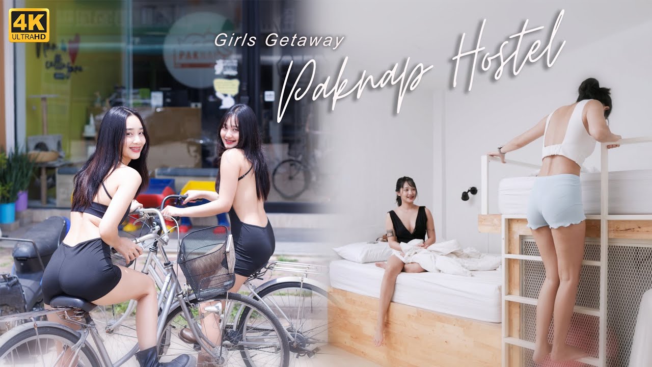 Nan Trip with cute girls🏕️ Ride bicycles🚲 walking street & foods🥗 Stay at Pak Nap hostel🥳ASMR EP28