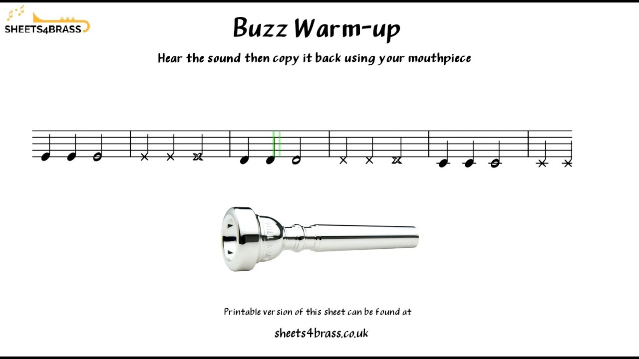 Trumpet Warm Up with Sheet Music - Buzzing
