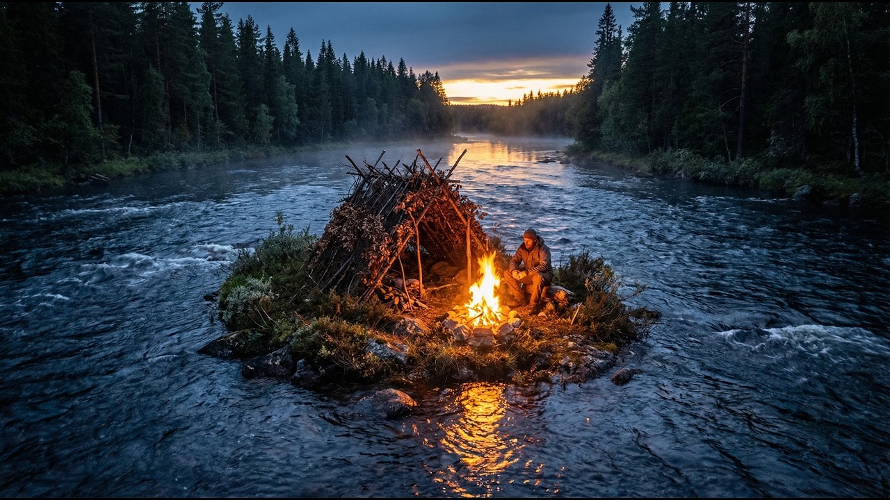 I Built a Shelter on a Tiny Island in the River