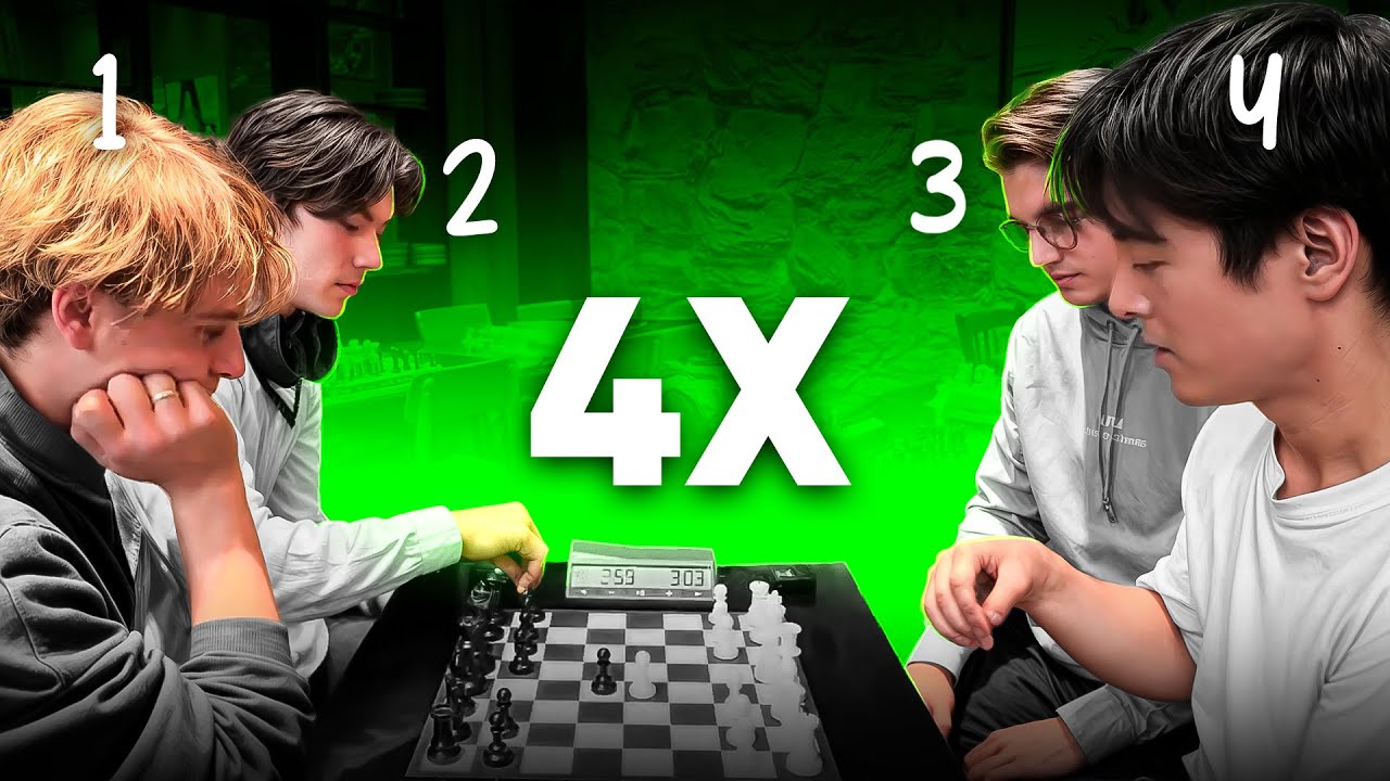 Je JOUE une PARTIE d&rsquo;&eacute;checs &agrave; 4 JOUEURS !!