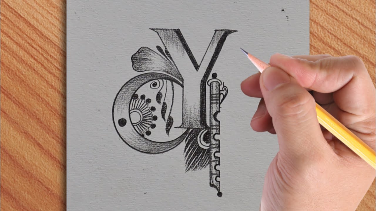 How to make tattoo of beautiful Y letter tattoo design drawing with pencil || simple art