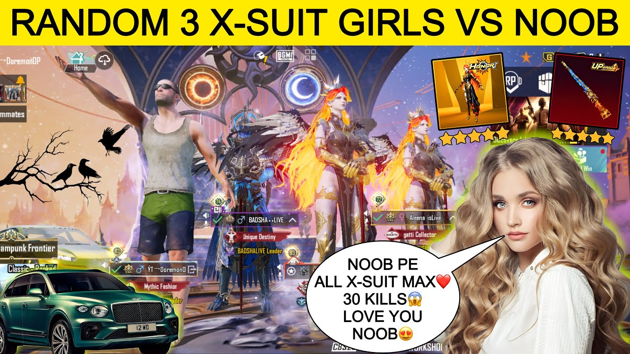 RANDOM 3 X-SUIT GIRLS🥰 SHOCKED😱 AFTER SEEING ALL X-SUIT MAX❤️ & MYHTIC GUNS🔥  BEST REACTION EVER😍❤️
