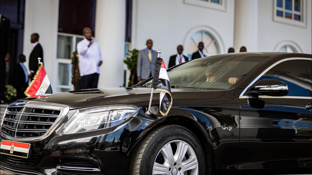 Egypt President El-Sisi Touches Down in Uganda Aboard a B747 8i, rolls in an Armored Maybach S650.