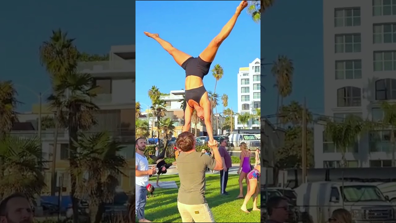 gymnastic at Spain Beach Walk 🌊 #BeachWalkTour #BeachWalk #shorts
