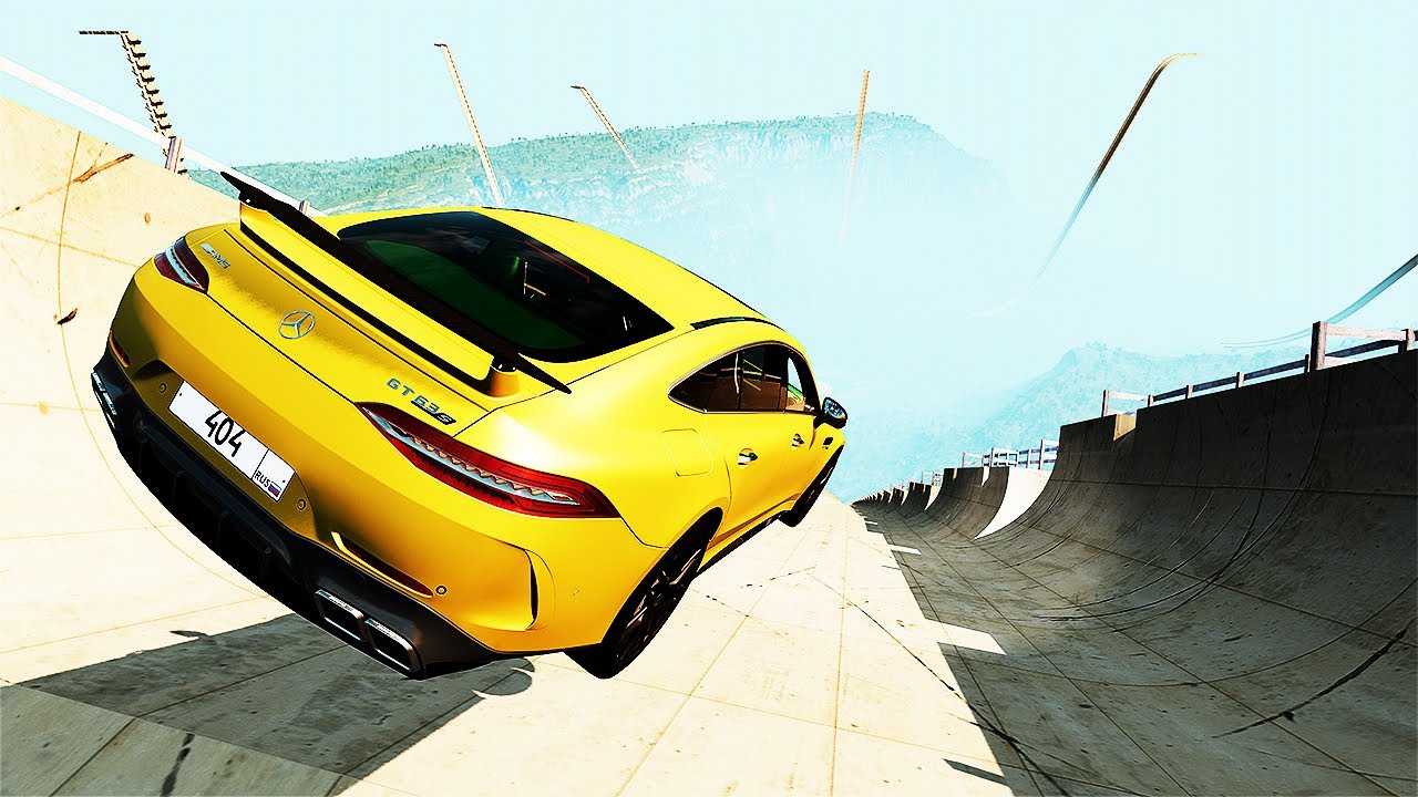 Mercedes VS High Speed Mega Ramp JUmp Test #2 - BeamNG Drive
