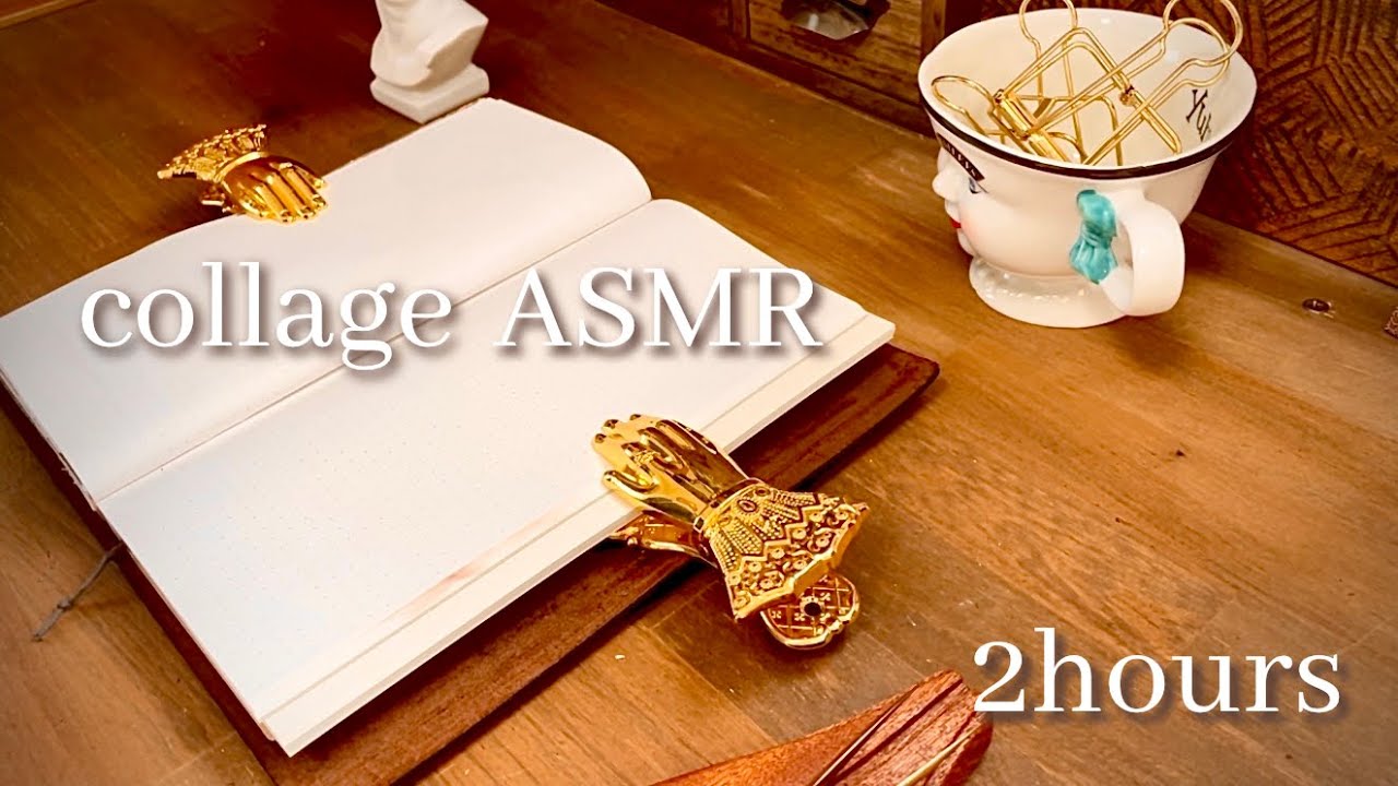 途中広告なし｜ASMR scrapbooking a vintage journal｜コラージュまとめ｜睡眠用 作業用