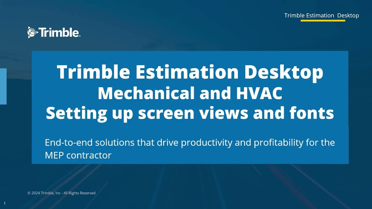 Trimble MEP - Estimation Desktop Mechanical and HVAC Screen View