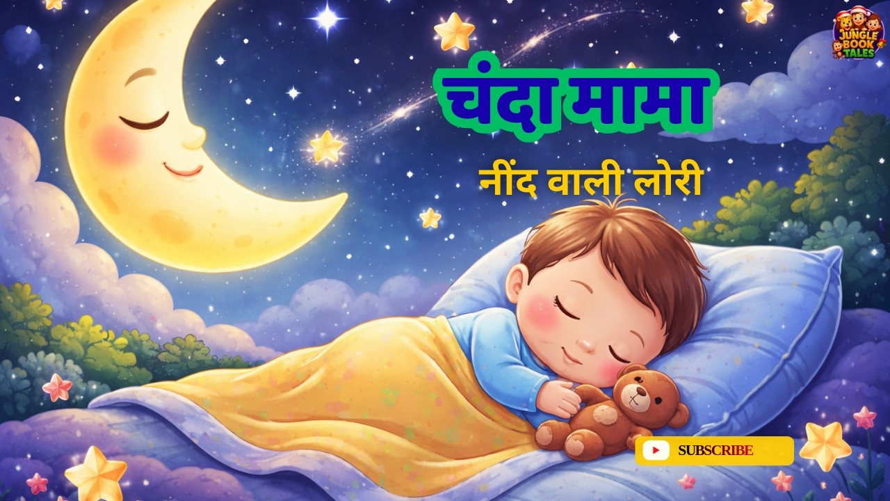 चंदा मामा दूर के 🌙✨ | Sweet Hindi Bedtime Song for Babies | Lullaby Song for Kids  Kids Poem 📖🛏️