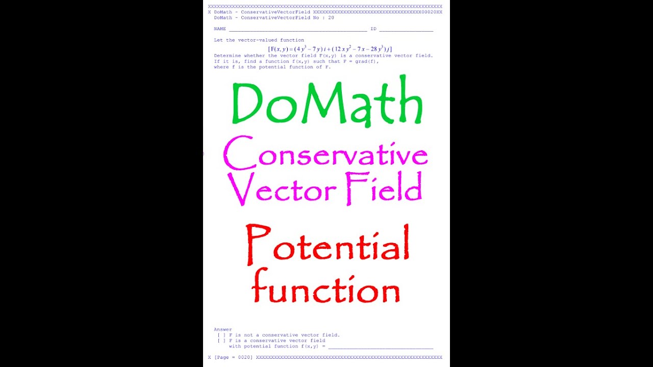 DoMath-Calculus : Conservative Vector Field No20