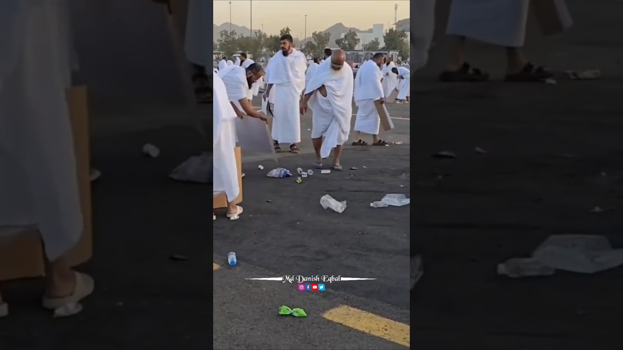 Exclusive Muzdalifa Site All Pilgrimage Cleaning Road Mashallah 🥰🫂❤️ #muzdalifah #arafah #hajj2025