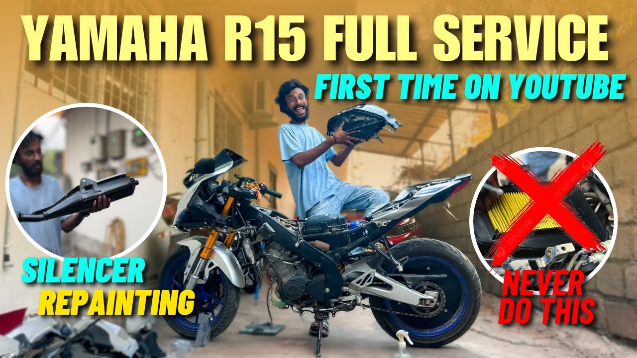 YAMAHA R15 m FULL SERVICE AT HOME | DETAILED GUIDE | FIRST TIME IN TELUGU | ANOROUS MR