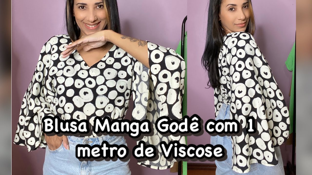 Blusa manga Godê com 1 metro de viscose. #costura #diy