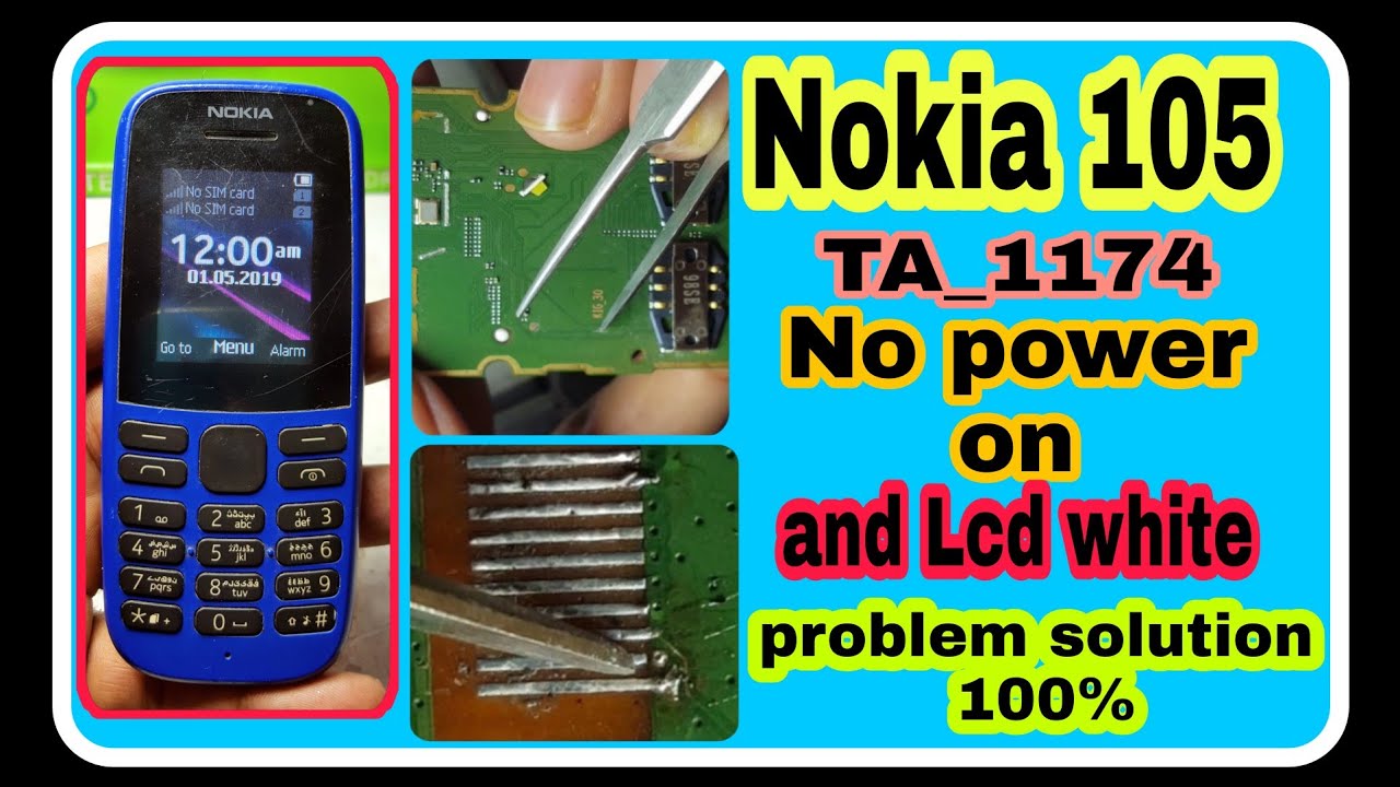 Nokia 105 TA 1174 No Power On and LCD White Problem Solution 100%#nokia#nokia105 #mirmobilesolutions