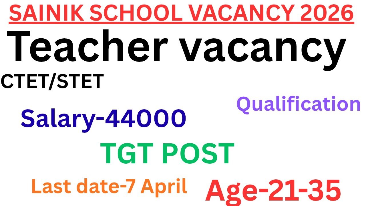 Sainik school vaccancy ll kunjpura Haryana ll TGT POST II MINISTRY OF DEPARTMENT 