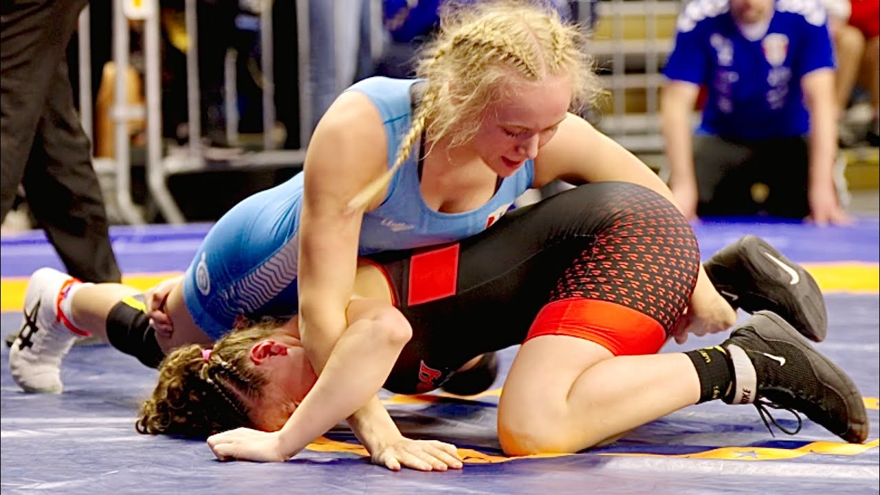 U17 Linon Guionie (FRA) vs Thea Bergersen (NOR) 61kg. Womens girls youth wrestling. B-cam-man
