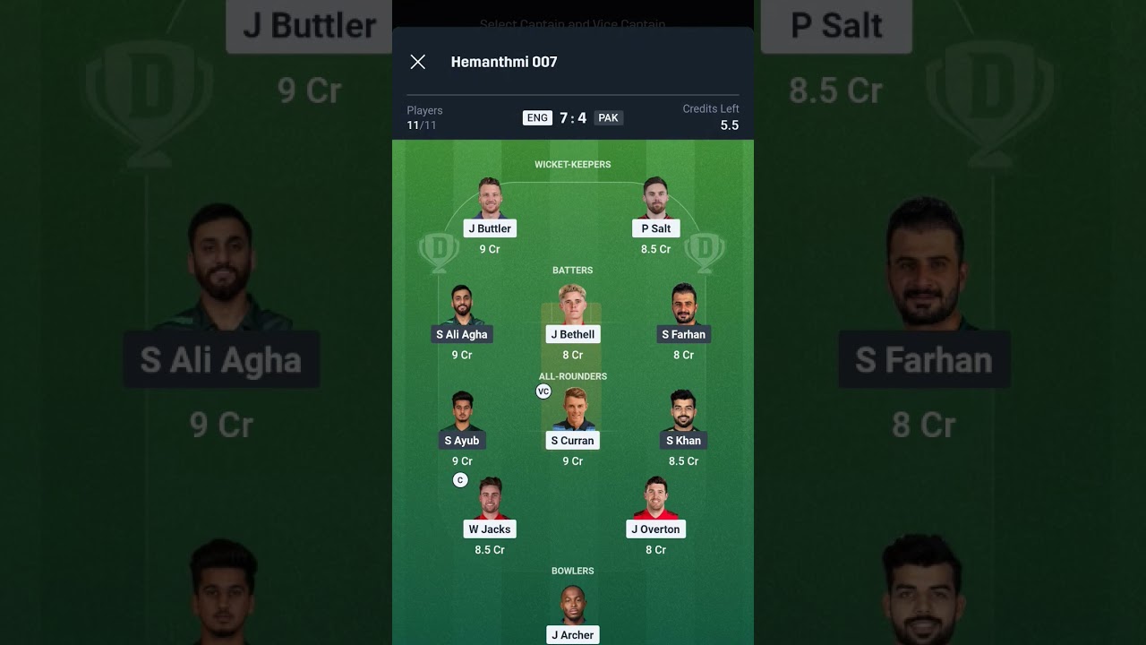 ENG vs PAK Dream11 Prediction | ENG vs PAK Dream11 | England vs Pakistan T20 Match