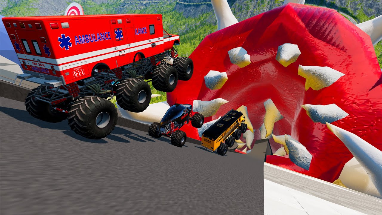 BMNG XROM – High Speed Monster Trucks Car Stunts Jumps and Crashes #006 in BeamNG drive