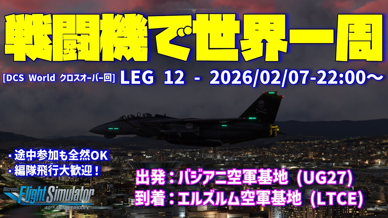 MSFS2020 | 戦闘機で世界一周 | LEG12 バジアニ空軍基地 (UG27) ➡ エルズルム空軍基地 (LTCE) | F-14B