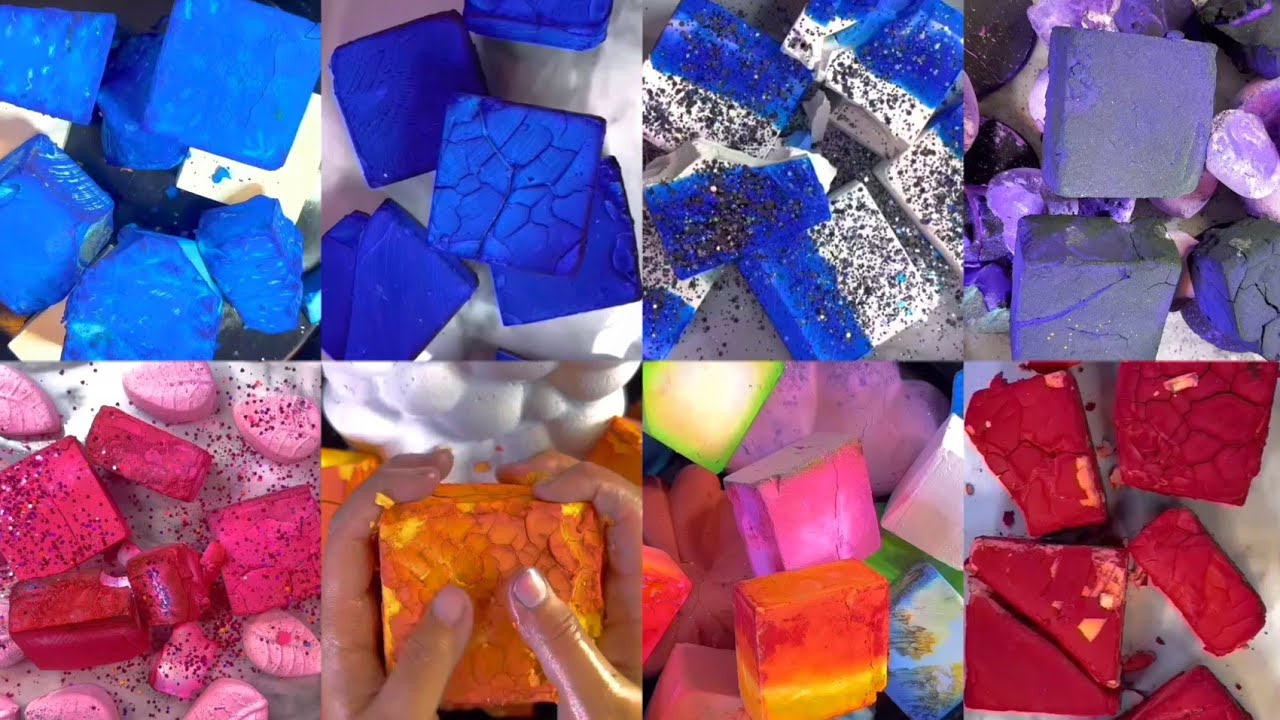 Soft BSN dyed Gym chalk crush compilation #asmrchalk #dyedgymchalk